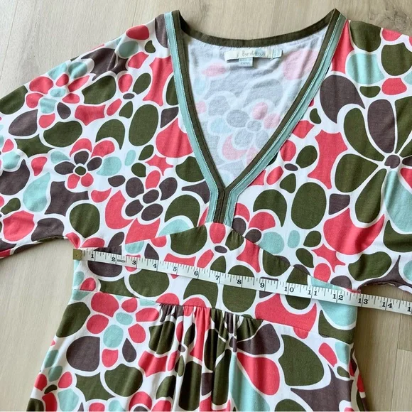 Boden Kimono Sleeve V Neck Midi Dress Abstract Floral size US 4R - Picture 4 of 7